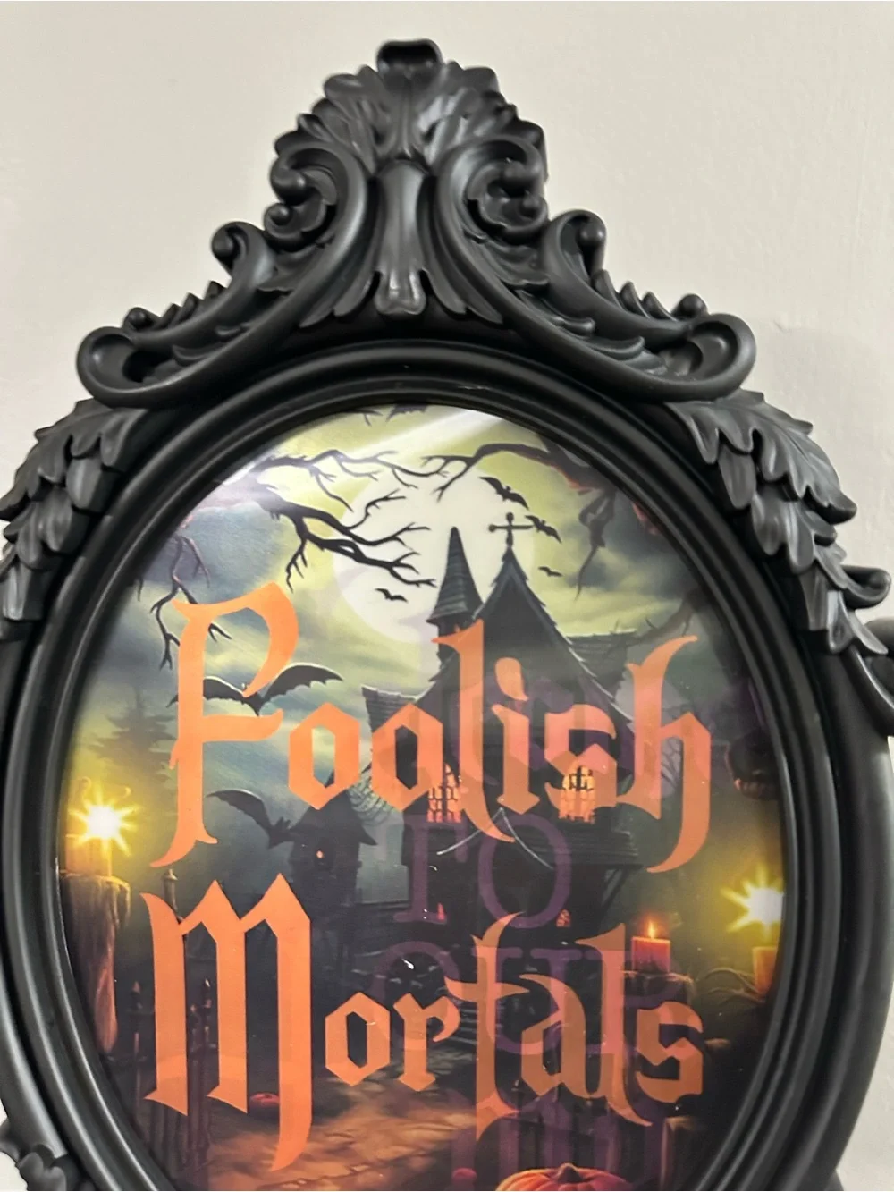 Halloween Wall Plaque - Black Frame with Orange Artwork Haulographic - plastic